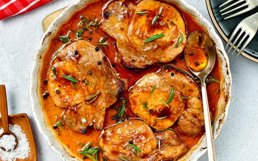 Chuletas de cerdo al horno con 4 ingredientes