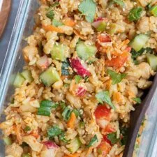 Rice and Chickpea Salad with Peanut Sauce
