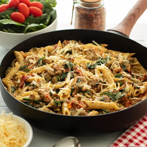 Pasta cremosa con salchicha italiana