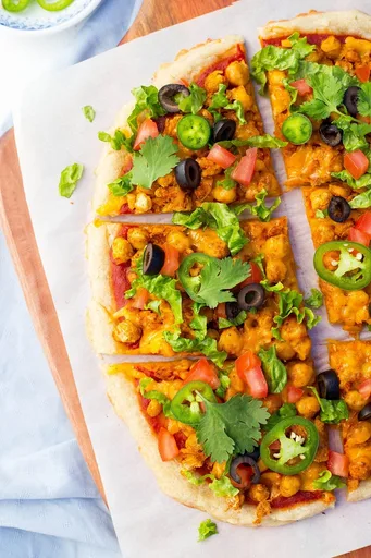 Smashed Chickpea Taco Pizza