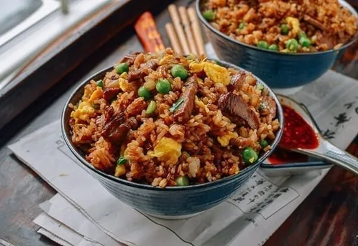 Arroz frito con ternera