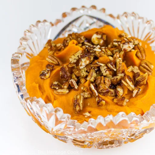Maple Whipped Sweet Potatoes with Candied Pecans (Gluten-Free)