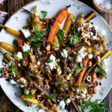 Zanahorias asadas con vinagreta de cebollino
