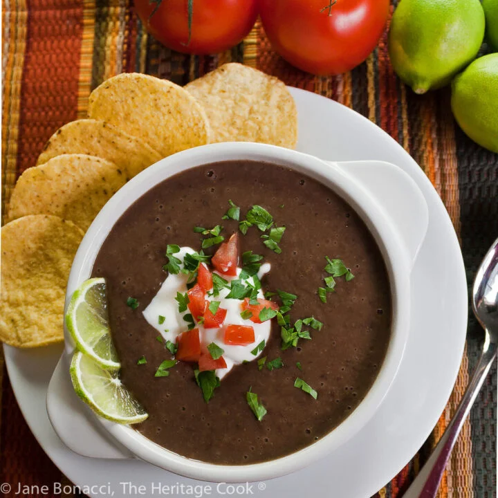 Chipotle Black Bean Soup with Cilantro Lime Cream (GF)