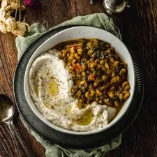 Black Eyed Peas Recipe with Swiss Chard Over Mashed Cauliflower