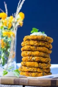 Sweet Potato & Millet Cakes with Curry Cilantro Mayo