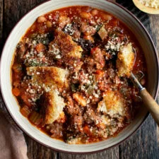 Ribollita Soup with Sausage & Toasted Bread