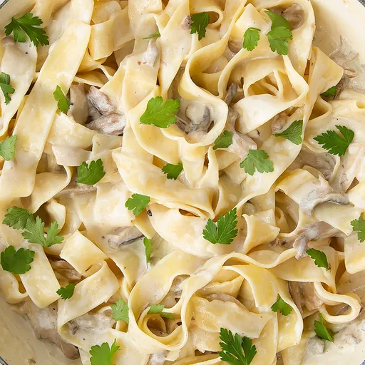 Receta de pappardelle cremoso con setas