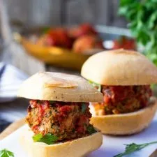 Vegetarian Meatball Sliders with White Beans, Kale & Feta