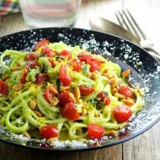Cheesy Passover Pesto Zoodles