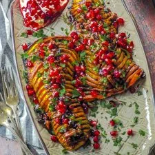 Hasselback Roasted Butternut Squash with Balsamic Glaze
