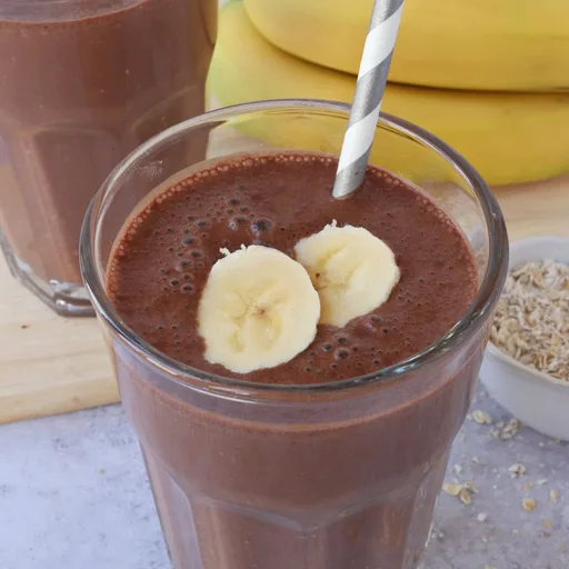 Batido de avena, chocolate y plátano