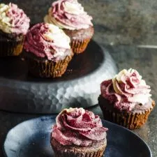 Vegan Pomegranate Tahini Cupcakes