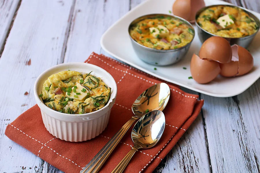 Ham, Cheddar, and Chive Souffle