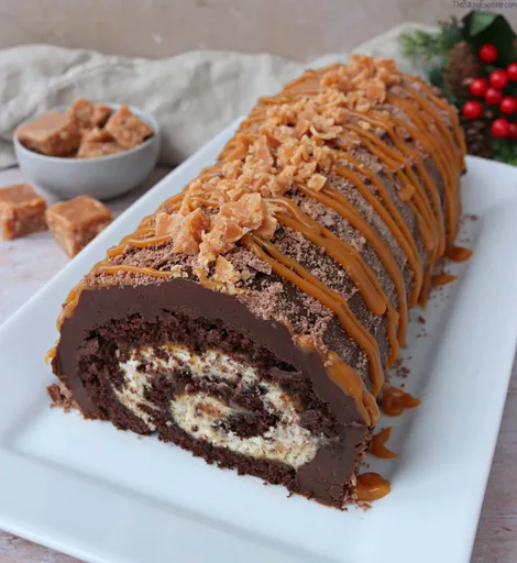 Chocolate, Salted Caramel & Chestnut Yule Log