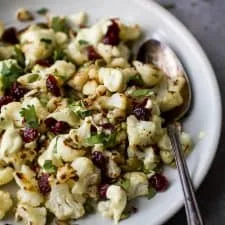 Roasted Cauliflower Salad with Curry Yogurt Sauce