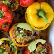 Southwestern Turkey Quinoa Stuffed Peppers