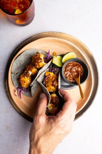 Tacos de coliflor crujiente
