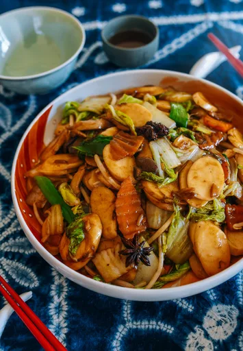 Rice Cakes with Mixed Vegetables