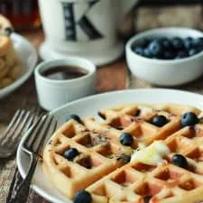 Whole Wheat Lemon Blueberry Waffles