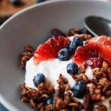 Yogurt Breakfast Bowl with Blood Oranges and Blueberries