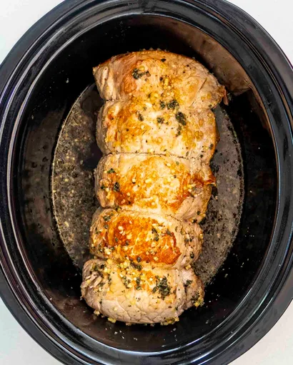 Lomo de cerdo asado en olla de cocción lenta