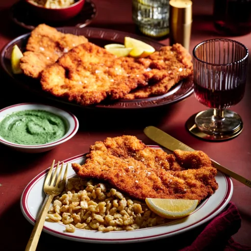 Corner 75’s pork schnitzel with nokedli and creamed spinach