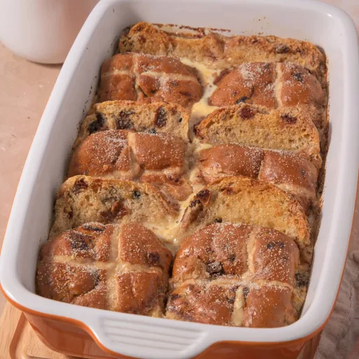 Hot Cross Bun Bread & Butter Pudding