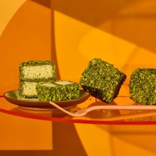 Pistachio lamingtons