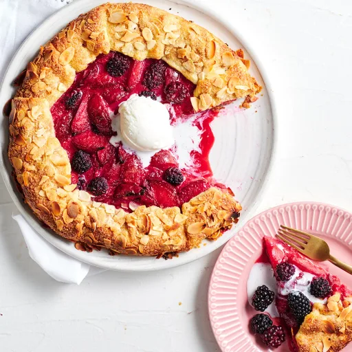 Plum, blackberry and almond crostata