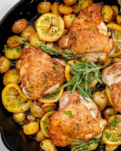 Lemon Herb Chicken And Potatoes Skillet