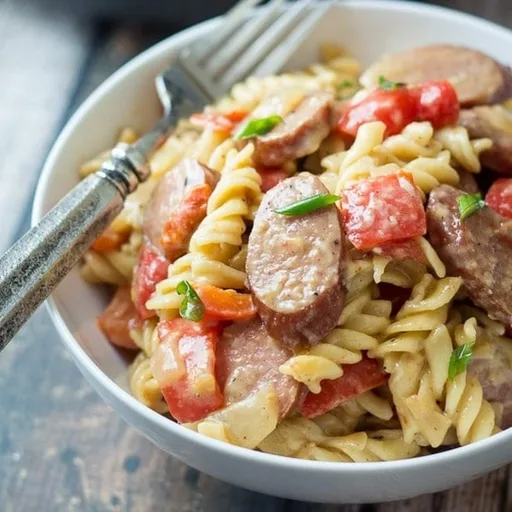 Receta de pasta con salchicha y pimientos