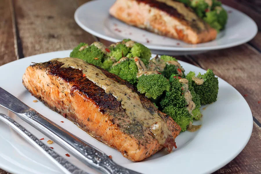 Salmon with Tarragon Dill Cream Sauce