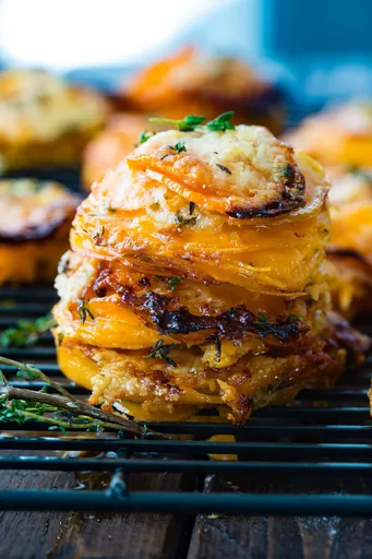 Cheesy Gruyere Sweet Potato Stacks