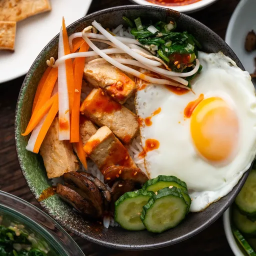 Receta de Cuencos de Bibimbap Coreano Vegetariano