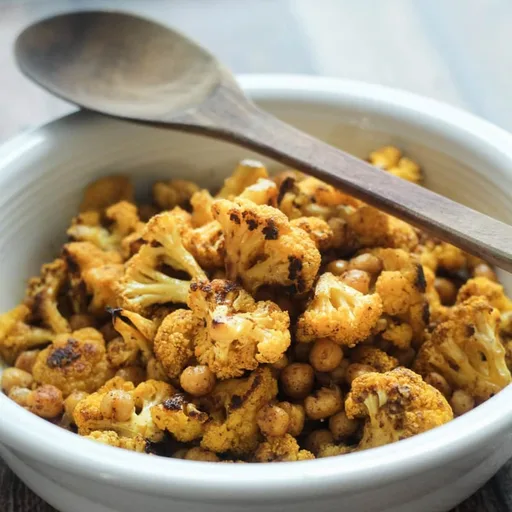 Receta de coliflor y garbanzos asados