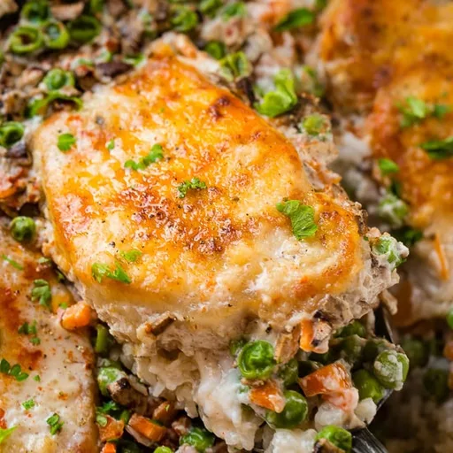 Chuletas de cerdo fáciles con arroz