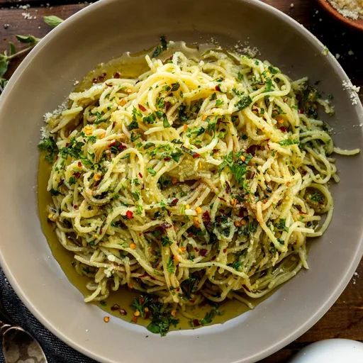 Espaguetis italianos aglio e olio