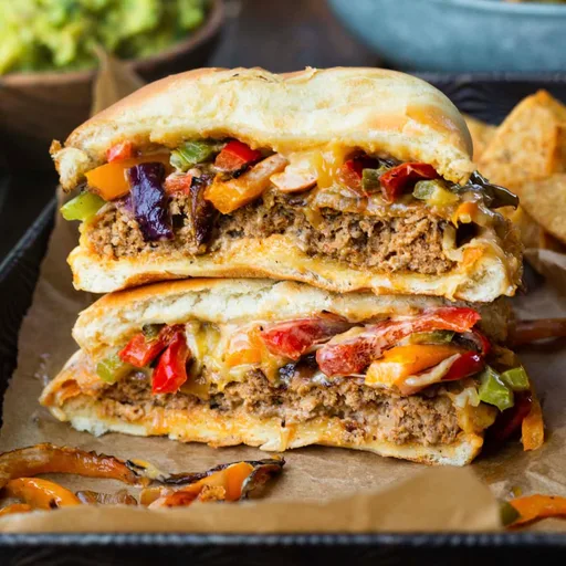 Hamburguesas mexicanas estilo fajita