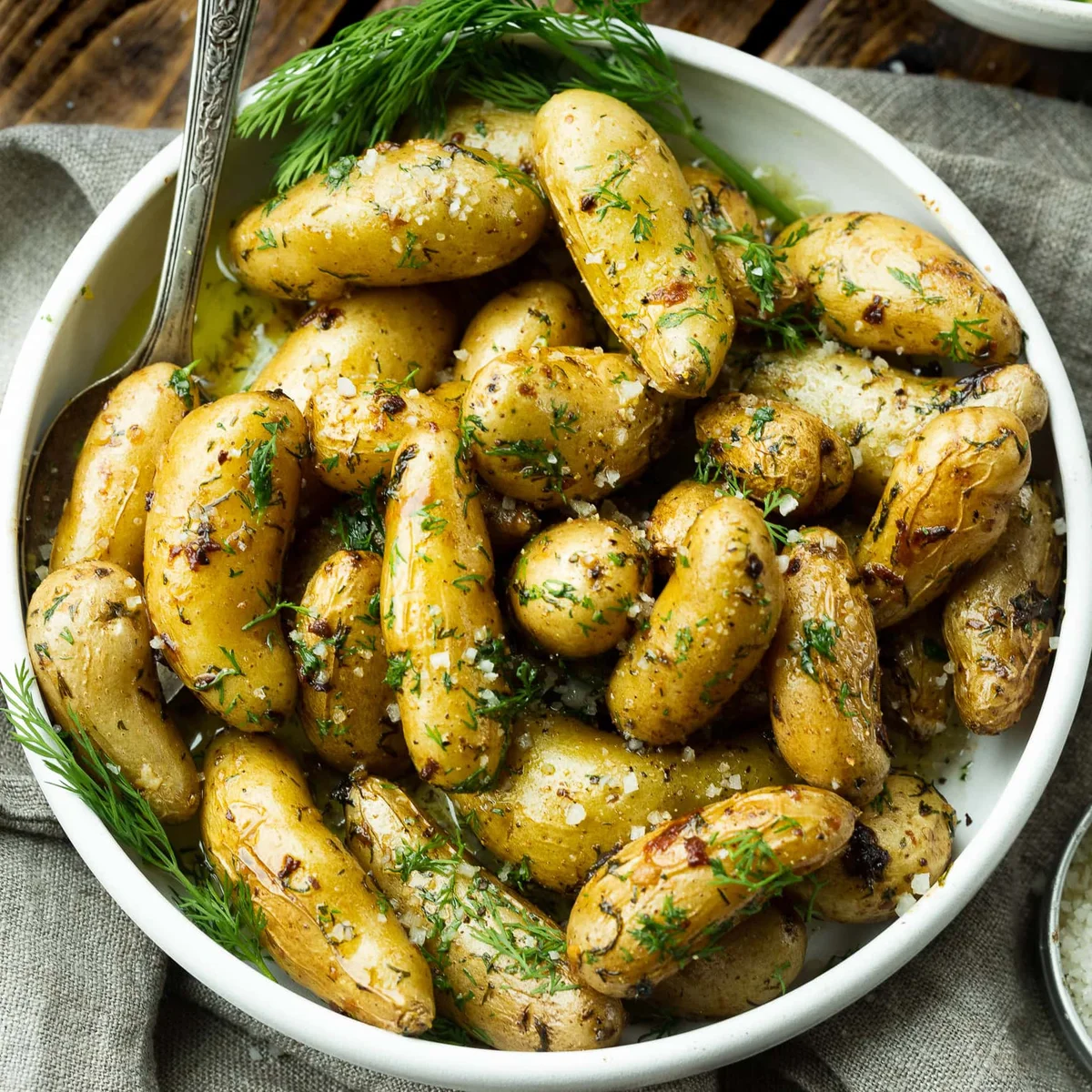 Braised Garlic Dill Fingerling Potatoes