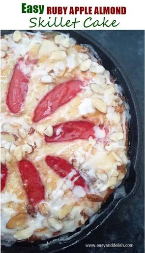 Easy Ruby Apple Almond Skillet Cake