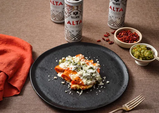 Red Tacos with Queso Fresco and Piquín Salsa Verde