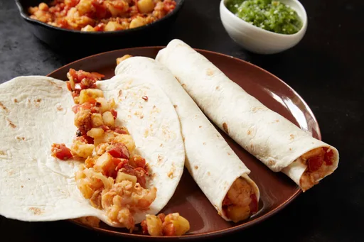 Shrimp Machaca and Potato Burritos