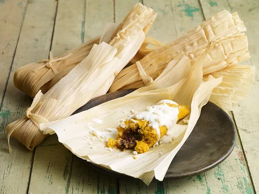 Tamales de boniato y judías negras