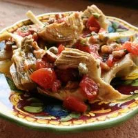 Alcachofas con aderezo templado de panceta