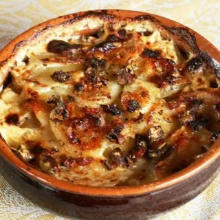 Baked Potato, Mushroom & Goat Cheese Casserole