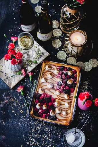 Tarta de frutas y merengue