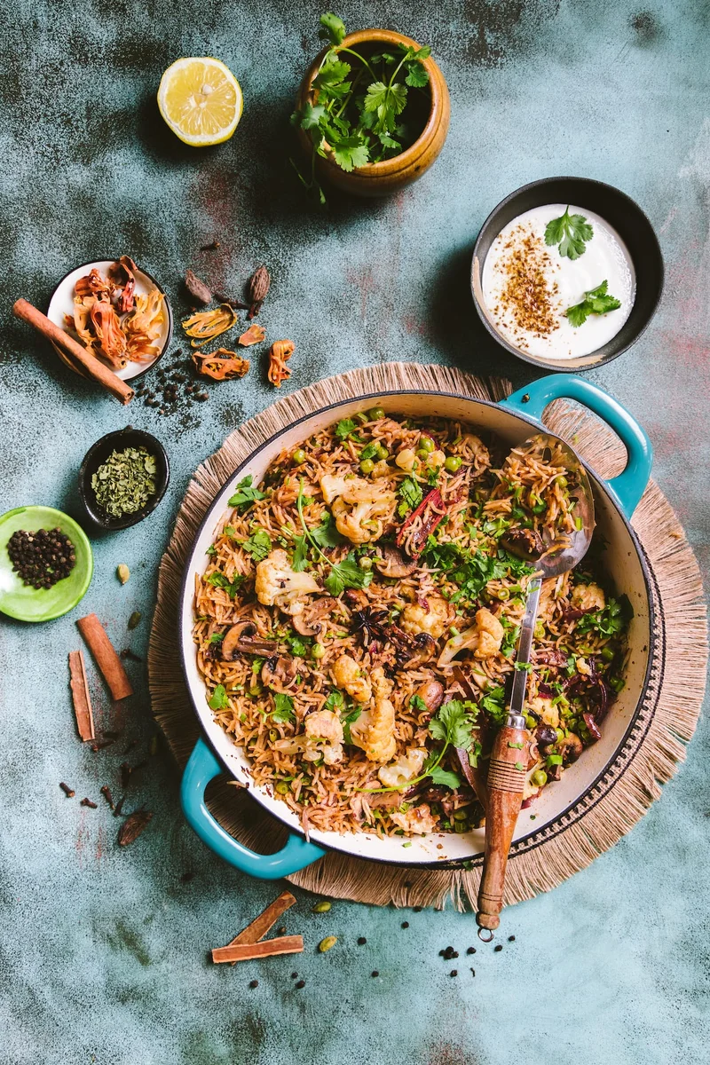 Gobi Mushroom Matar Pulao