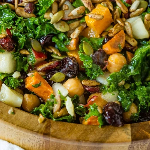 Winter Roasted Butternut Squash Kale Salad