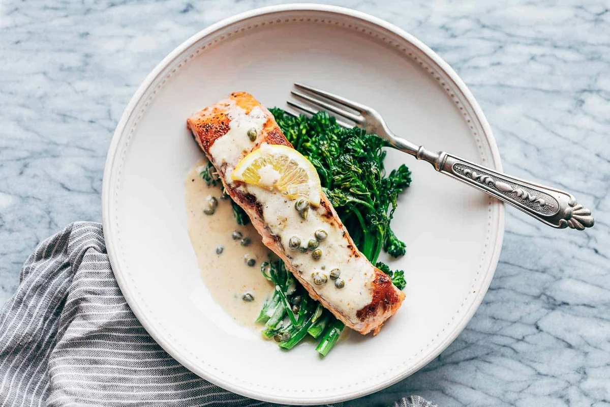 Creamy Salmon Piccata with creamy Lemon Sauce